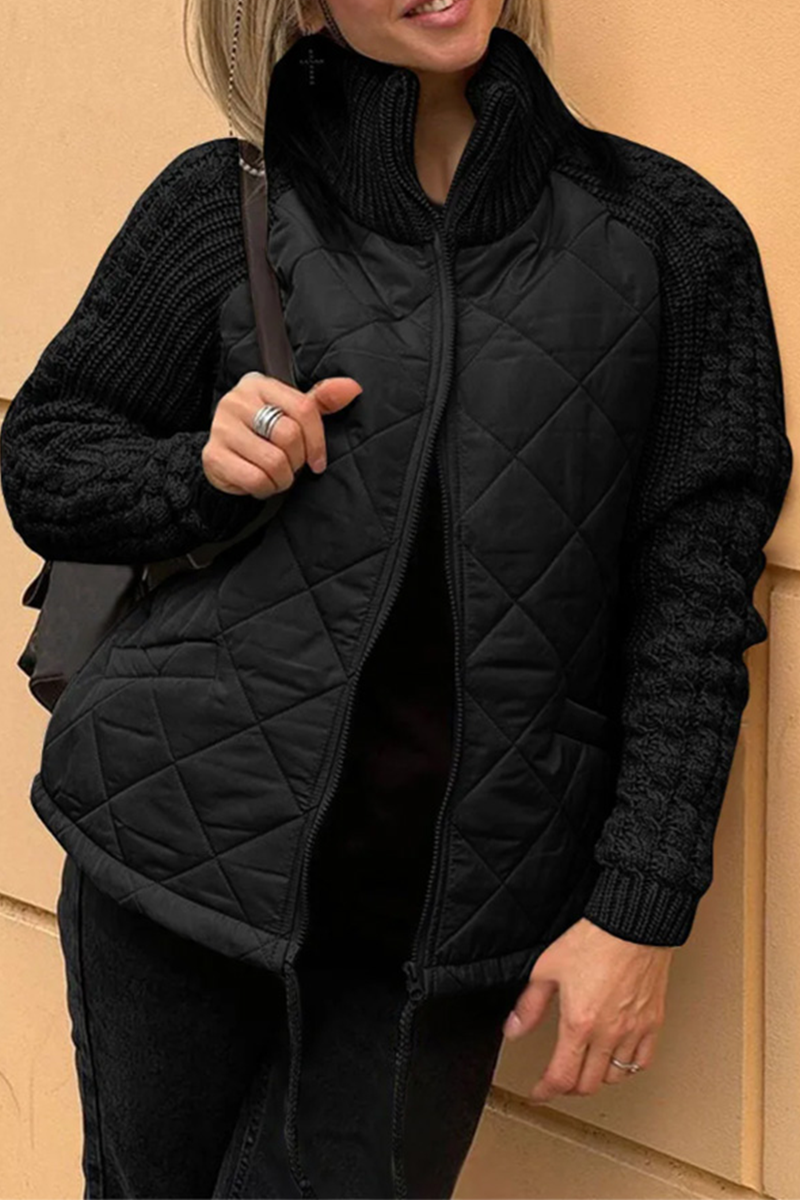 Vêtements d'extérieur décontractés à col mandarin et fermeture éclair, en patchwork (5 couleurs)