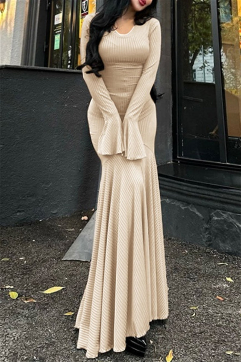 Robes longues décontractées à col rond (3 couleurs)