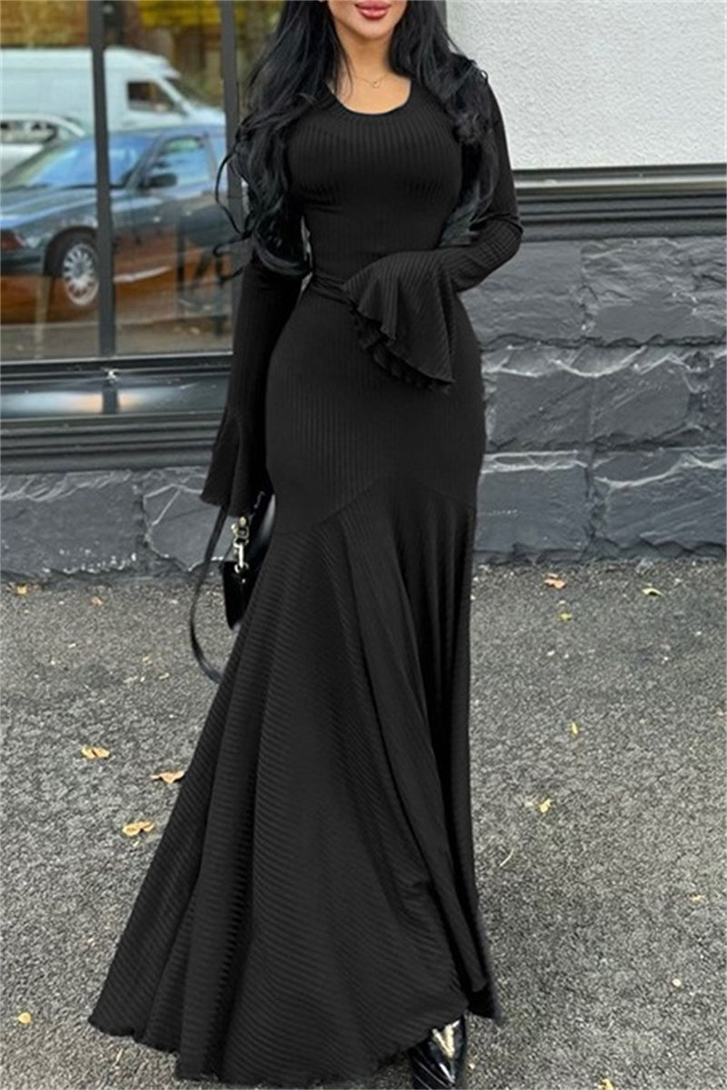 Robes longues décontractées à col rond (3 couleurs)