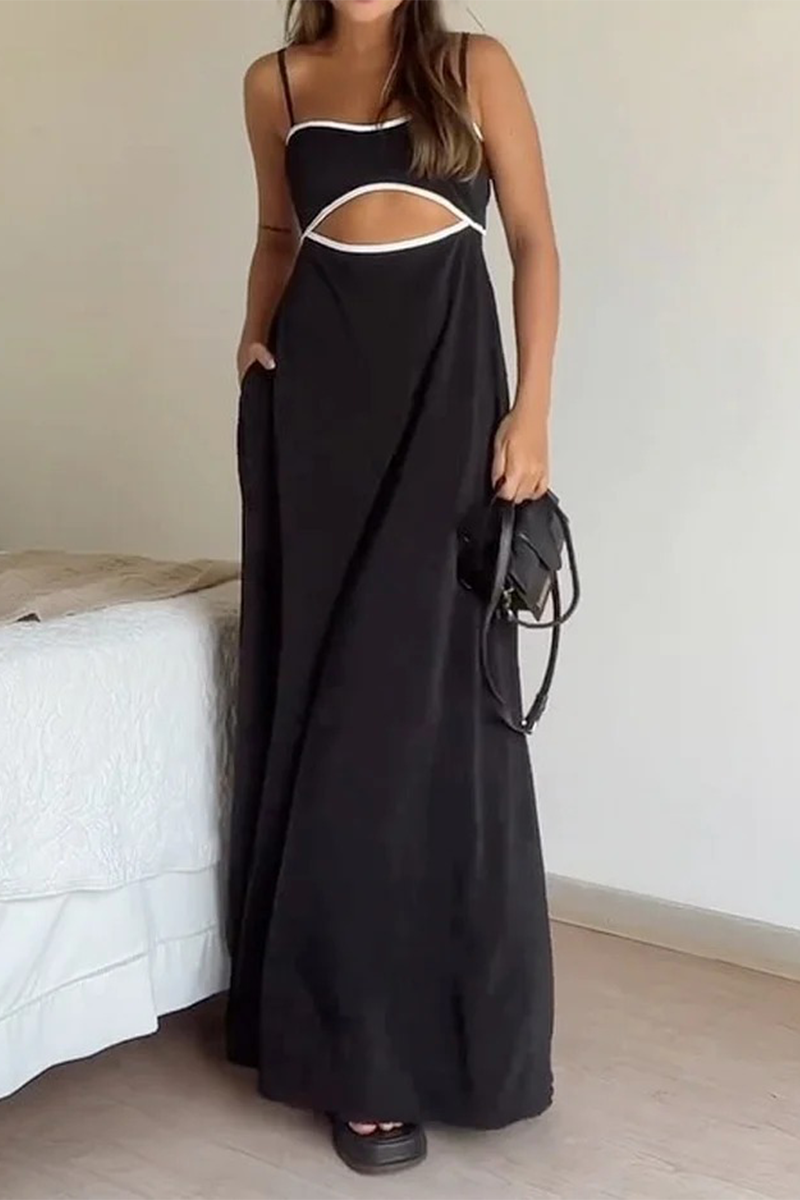 Robes décontractées à col en U, avec poches, empiècements et découpes ajourées.