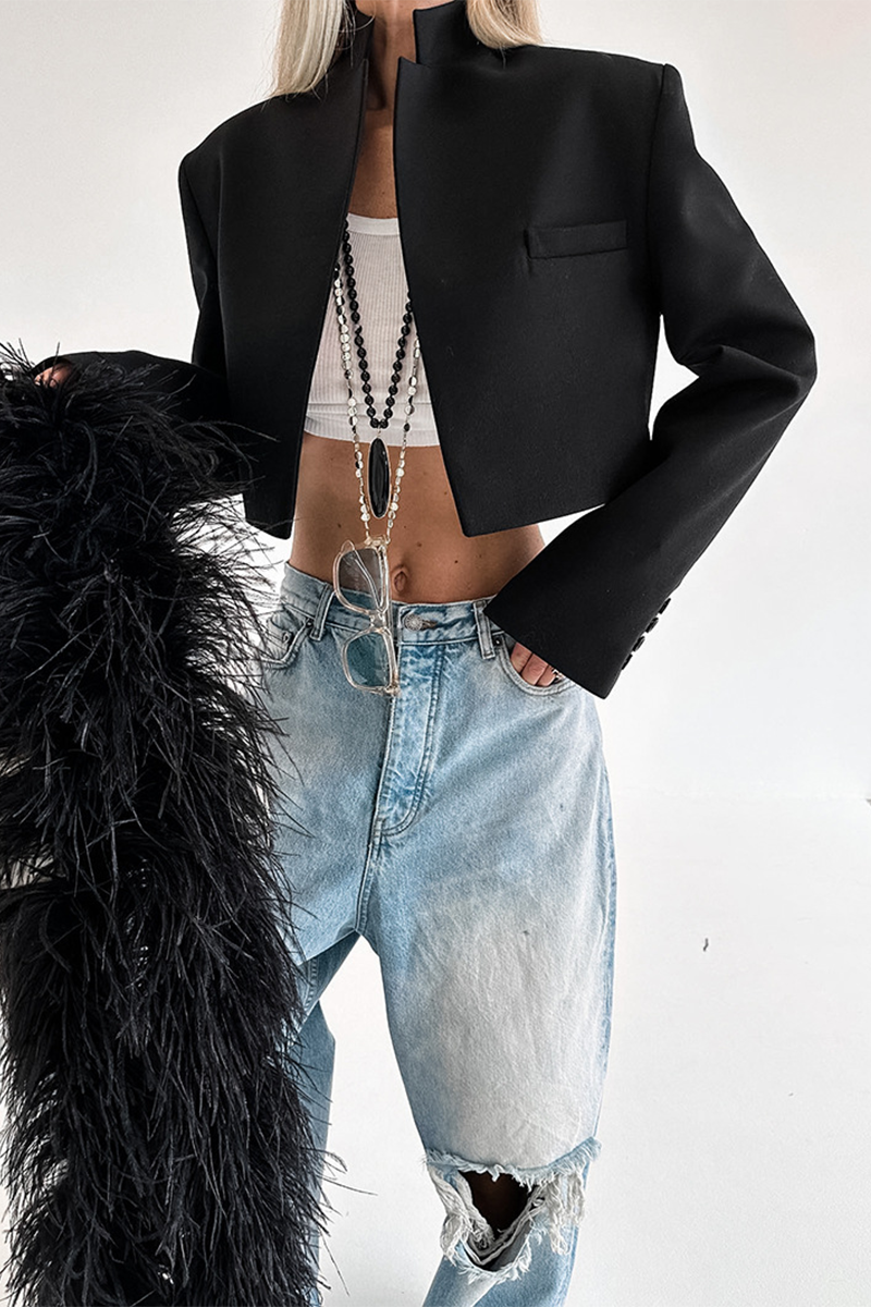 Vêtements d'extérieur décontractés à col mandarin, avec boutons et patchwork, pour tous les jours.