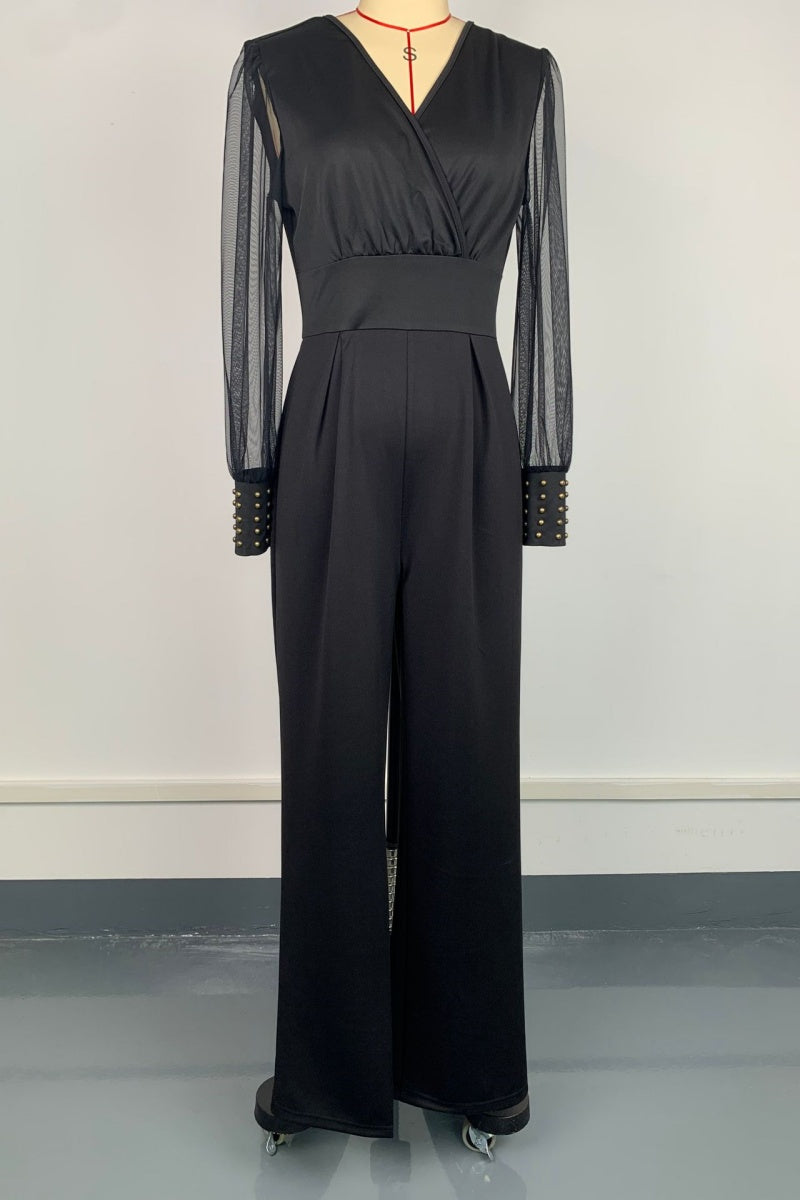 Combinaisons décontractées à col en V, transparentes et taille standard.