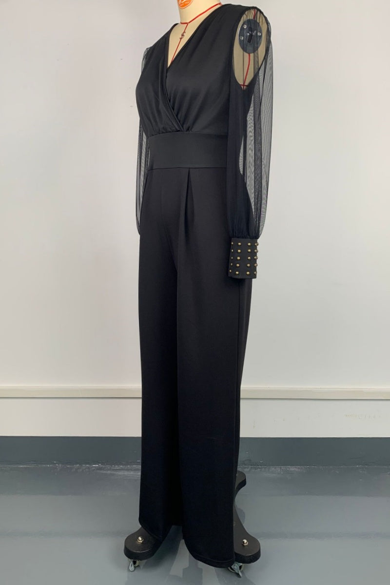 Combinaisons décontractées à col en V, transparentes et taille standard.