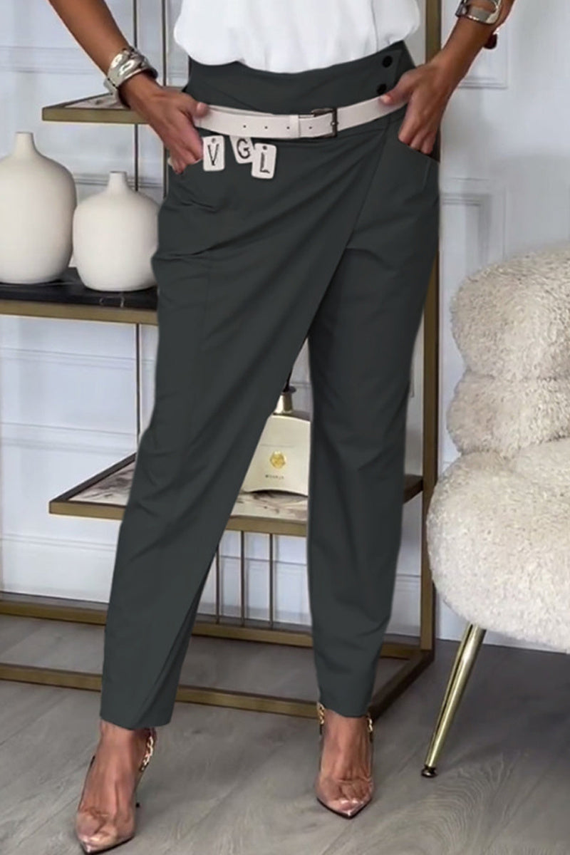 Pantalon classique taille haute, droit et avec ceinture (4 couleurs)