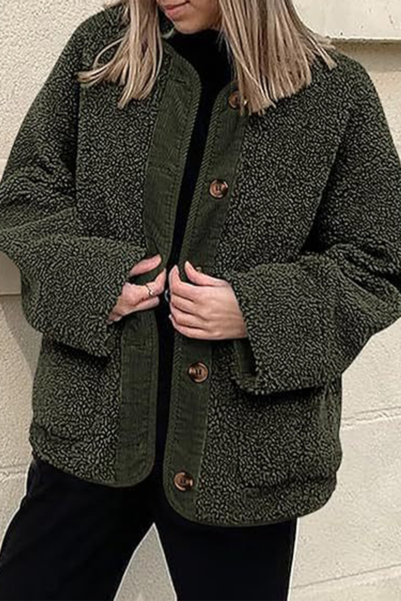 Vêtements d'extérieur décontractés à col rond avec poches contrastées (6 couleurs)