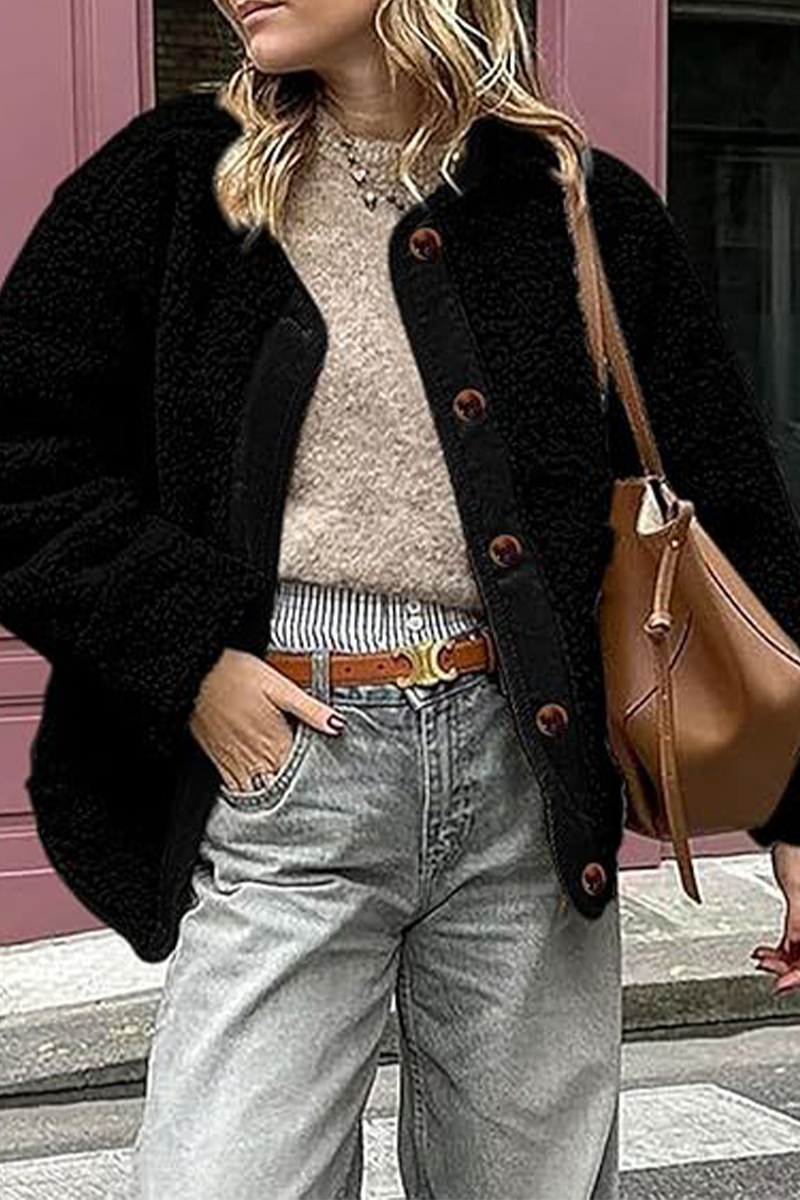 Vêtements d'extérieur décontractés à col rond avec poches contrastées (6 couleurs)