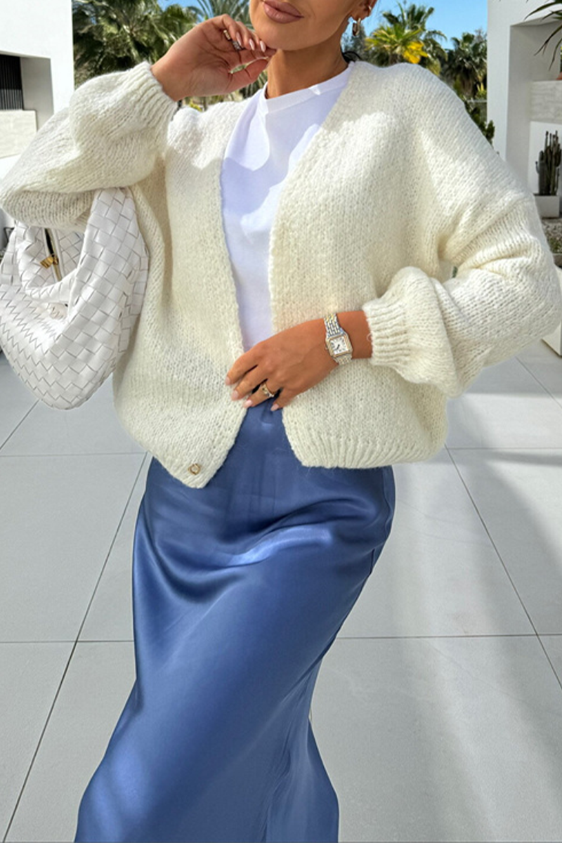 Vêtements d'extérieur décontractés, patchwork, col en V, couleur unie (4 couleurs)