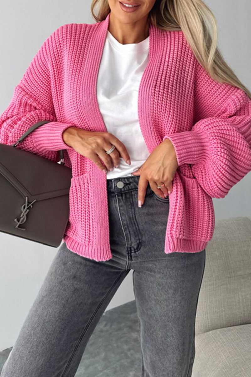 Vêtements d'extérieur décontractés à col en V et poches (5 couleurs)