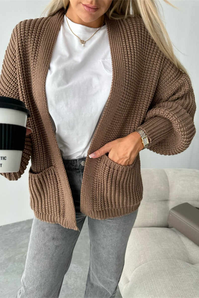 Vêtements d'extérieur décontractés à col en V et poches (5 couleurs)