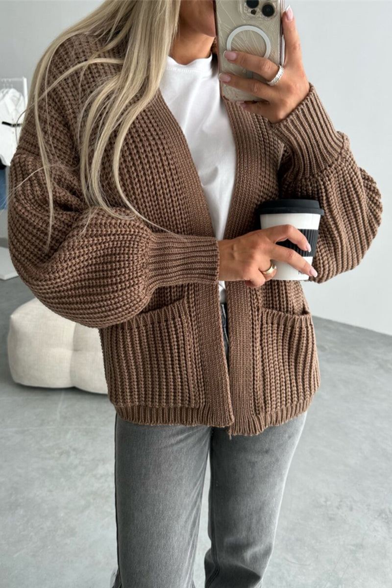 Vêtements d'extérieur décontractés à col en V et poches (5 couleurs)