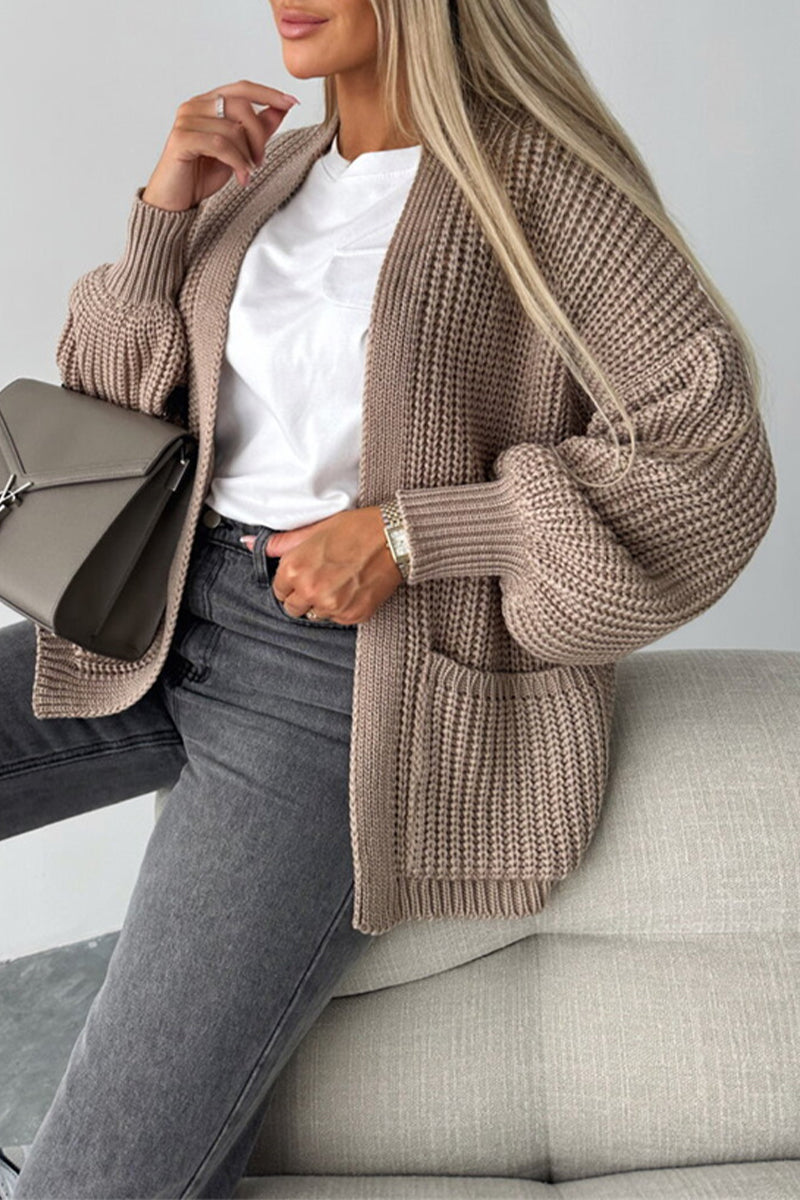 Vêtements d'extérieur décontractés à col en V et poches (5 couleurs)