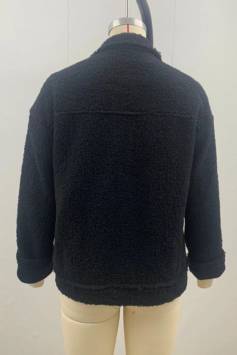 Vêtements d'extérieur décontractés pour tous les jours, avec poches, boutons et col montant moelleux (3 couleurs)