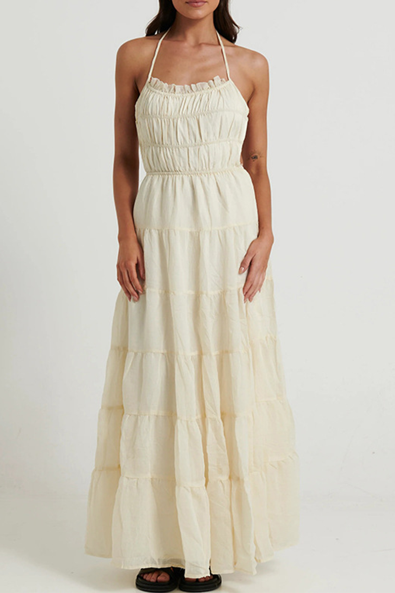 Robes-jupes sexy dos nu, à bretelles froncées, décolleté en U.