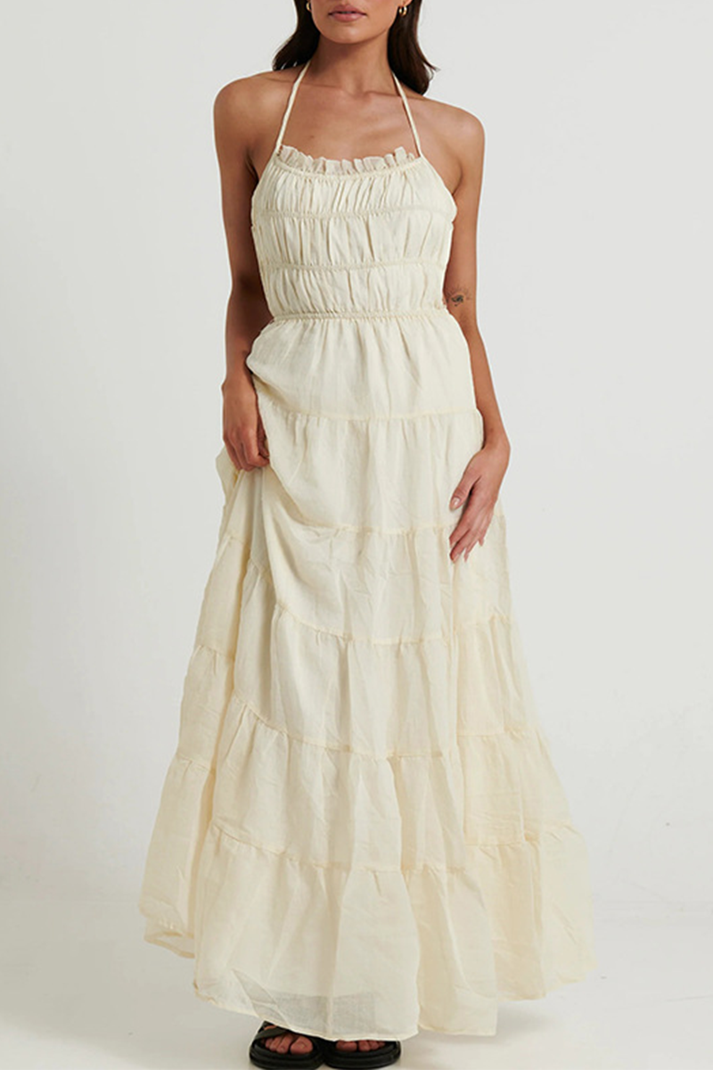 Robes-jupes sexy dos nu, à bretelles froncées, décolleté en U.