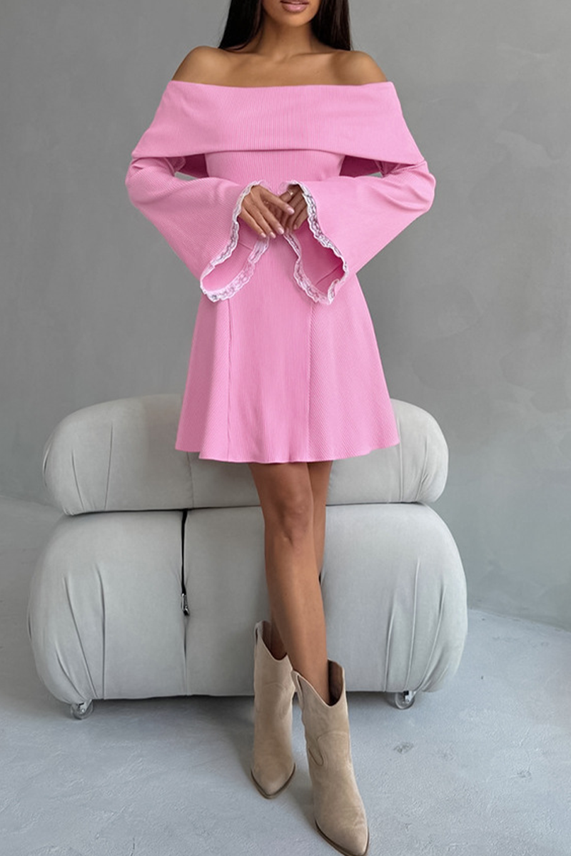 Sexy Spitzen-Patchwork-Kleider mit Aussparungen an Schulter und Taille