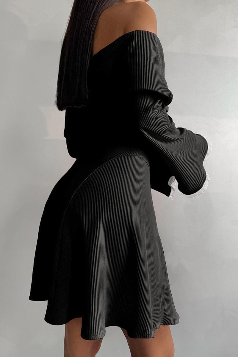 Sexy Spitzen-Patchwork-Kleider mit Aussparungen an Schulter und Taille