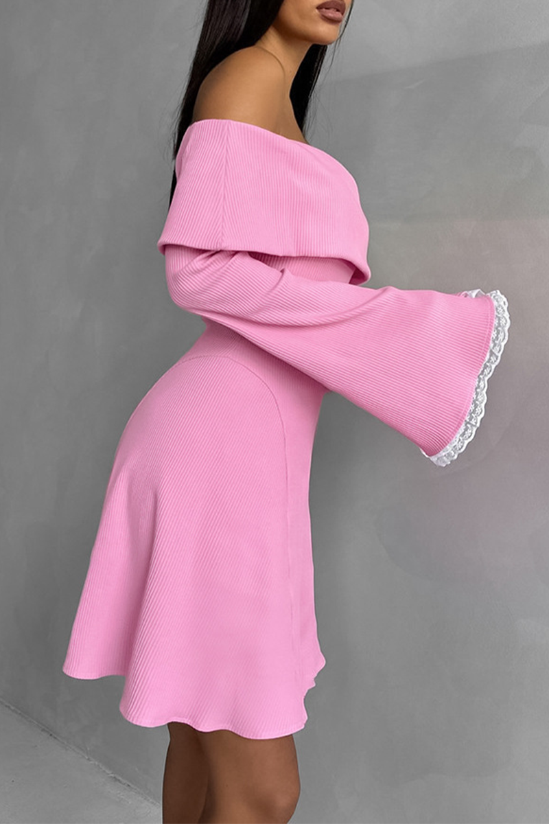 Sexy Spitzen-Patchwork-Kleider mit Aussparungen an Schulter und Taille