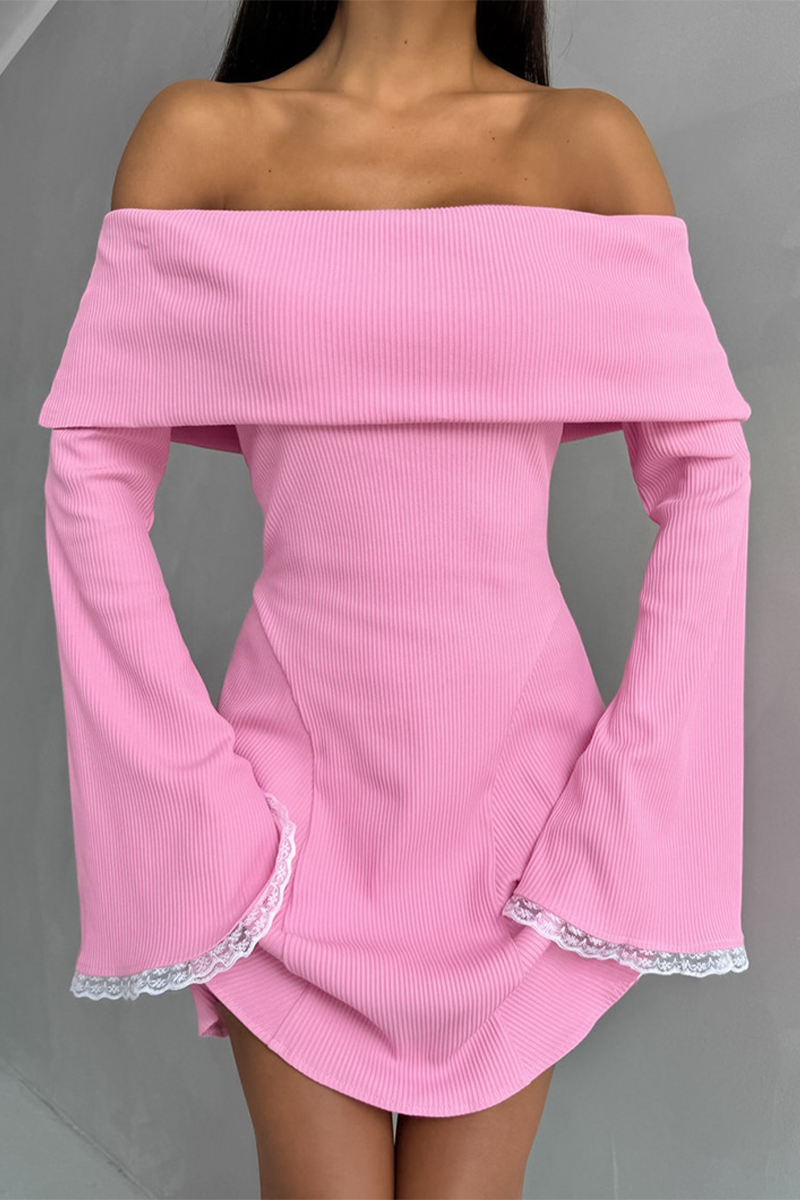 Sexy Spitzen-Patchwork-Kleider mit Aussparungen an Schulter und Taille