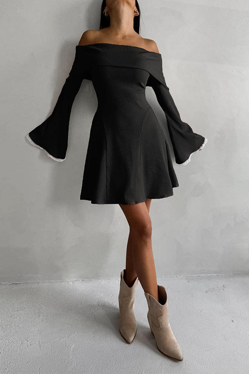 Sexy Spitzen-Patchwork-Kleider mit Aussparungen an Schulter und Taille