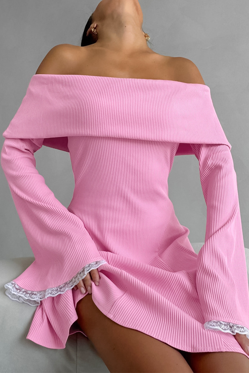 Sexy Spitzen-Patchwork-Kleider mit Aussparungen an Schulter und Taille