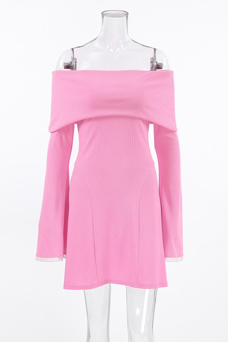 Sexy Spitzen-Patchwork-Kleider mit Aussparungen an Schulter und Taille