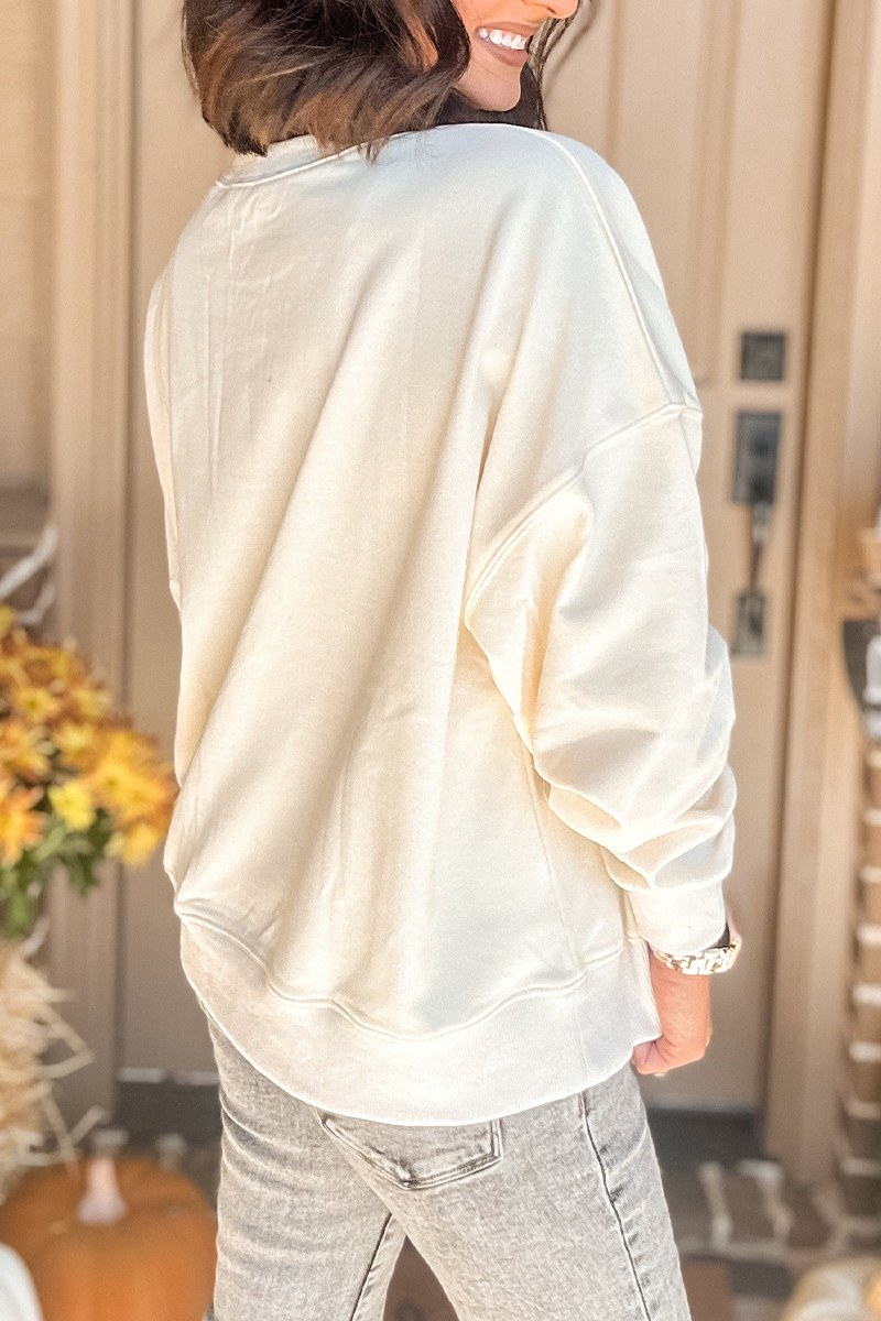 Sweats décontractés à col rond motif champ de citrouilles