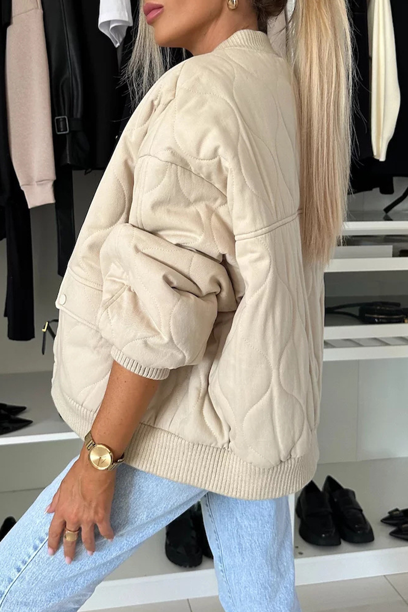 Vêtements d'extérieur décontractés à col rond avec boutons et poches (3 couleurs)