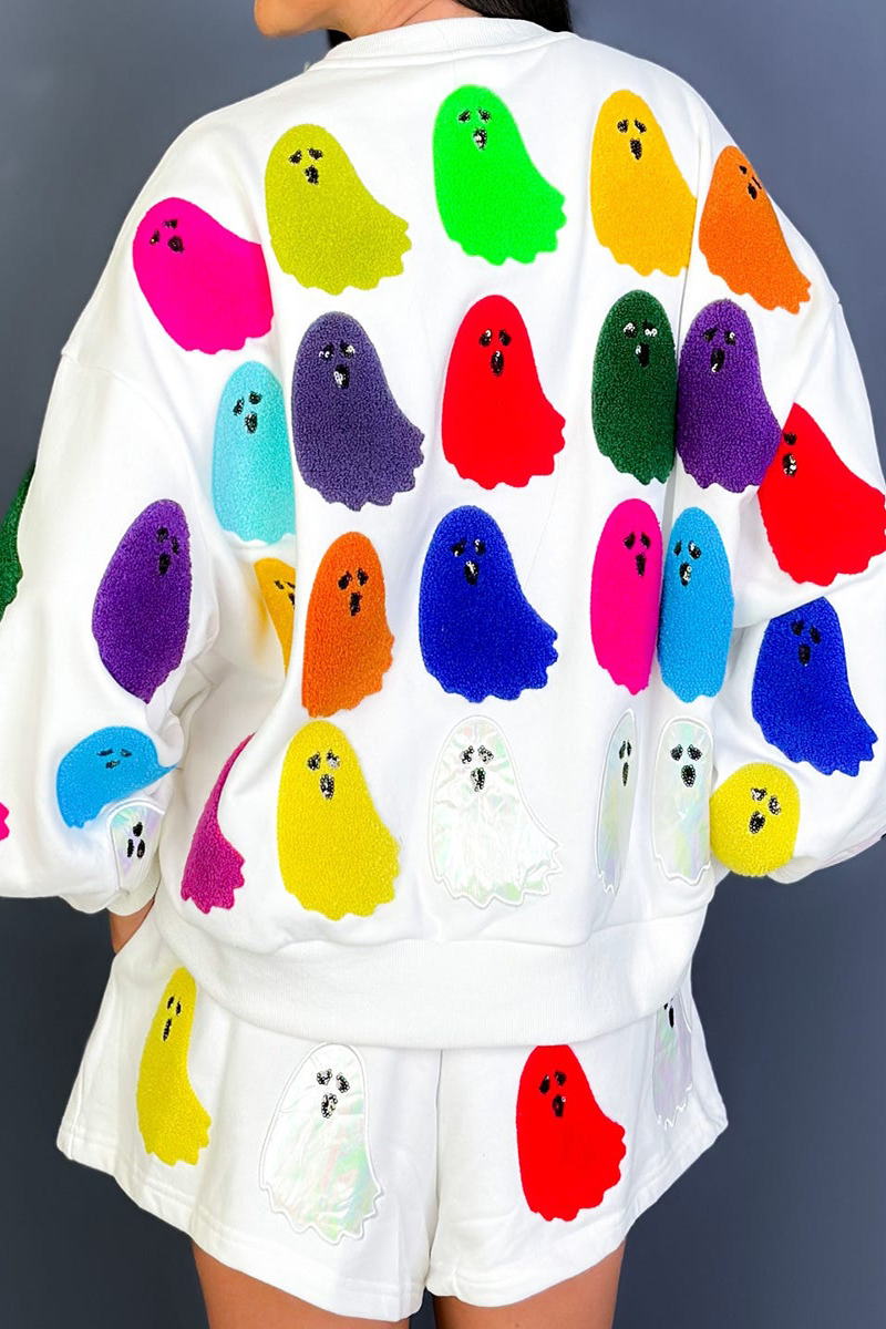 Ensemble deux pièces décontracté, manches longues, col rond, avec poches fantômes et empiècements contrastés, pour tous les jours.