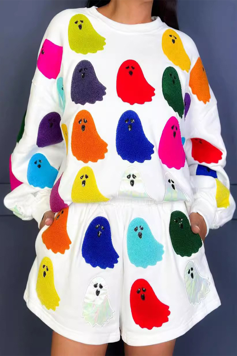 Ensemble deux pièces décontracté, manches longues, col rond, avec poches fantômes et empiècements contrastés, pour tous les jours.