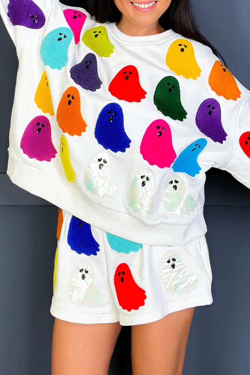 Ensemble deux pièces décontracté, manches longues, col rond, avec poches fantômes et empiècements contrastés, pour tous les jours.