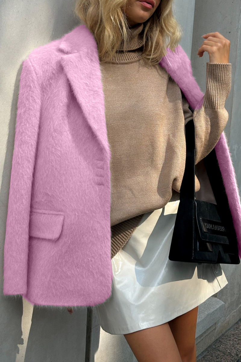 Vêtements d'extérieur décontractés à boutons, col montant moelleux (3 couleurs)