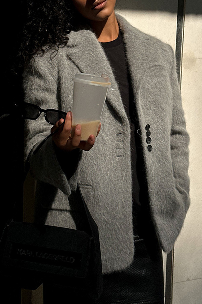 Vêtements d'extérieur décontractés à boutons, col montant moelleux (3 couleurs)