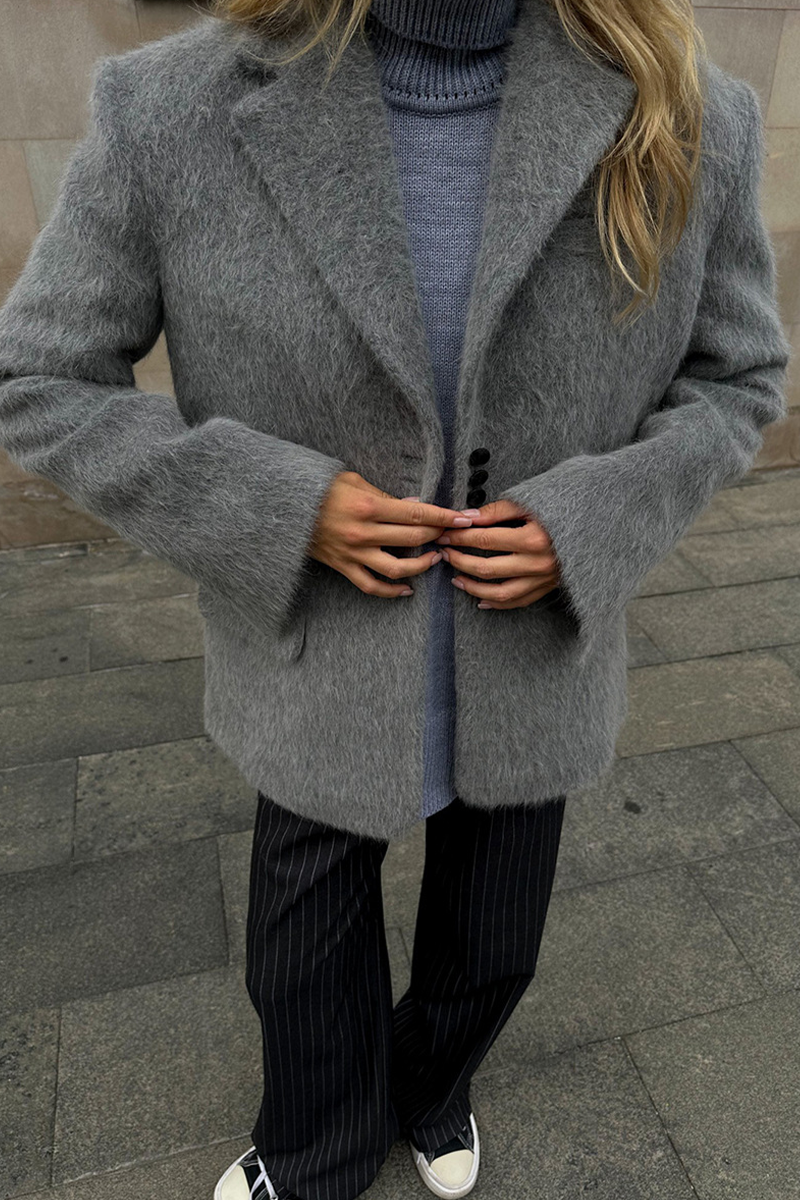 Vêtements d'extérieur décontractés à boutons, col montant moelleux (3 couleurs)