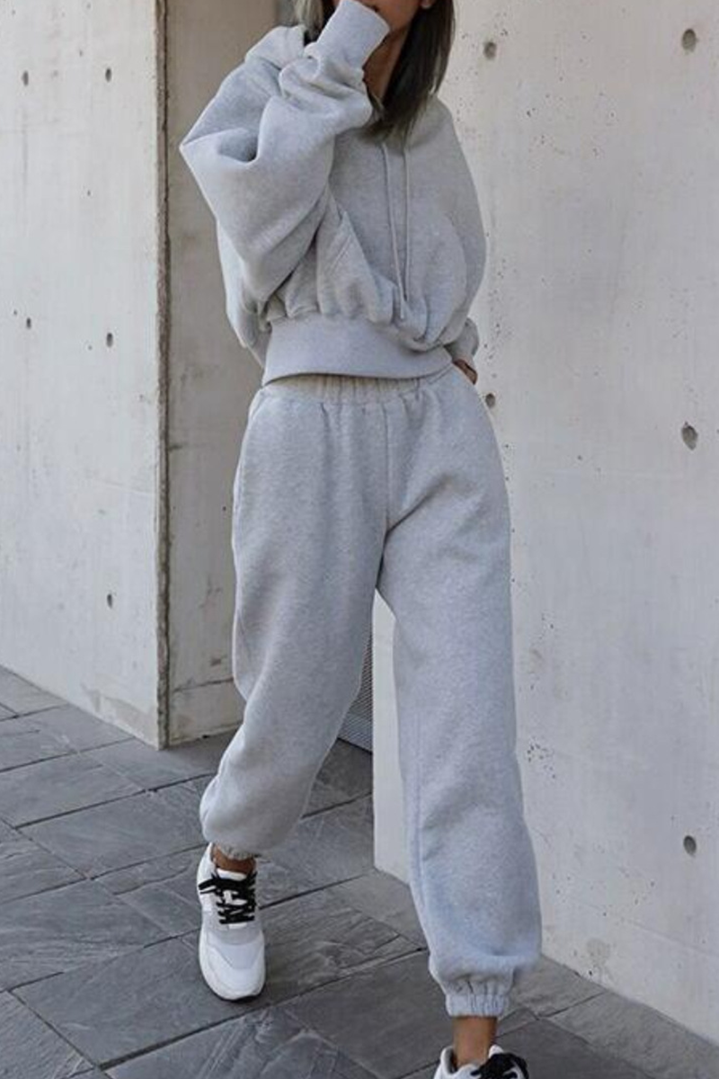 Ensemble deux pièces décontracté à capuche et poches avec cordon de serrage (5 couleurs)