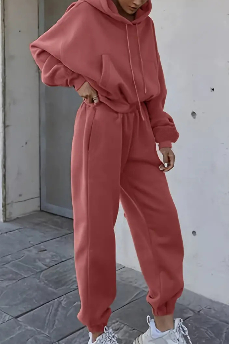 Ensemble deux pièces décontracté à capuche et poches avec cordon de serrage (5 couleurs)