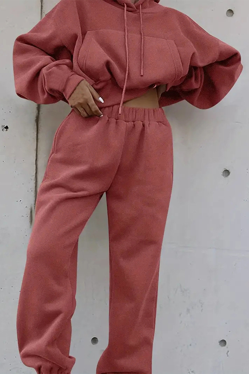 Ensemble deux pièces décontracté à capuche et poches avec cordon de serrage (5 couleurs)