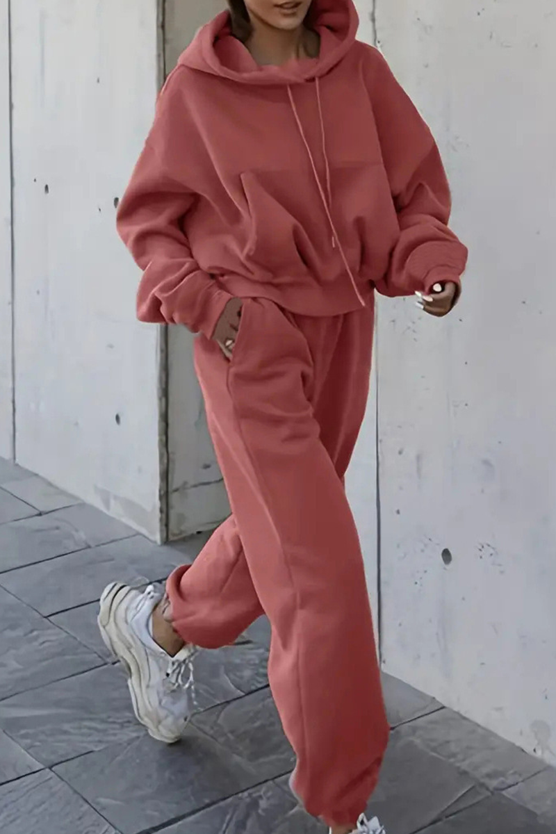 Ensemble deux pièces décontracté à capuche et poches avec cordon de serrage (5 couleurs)