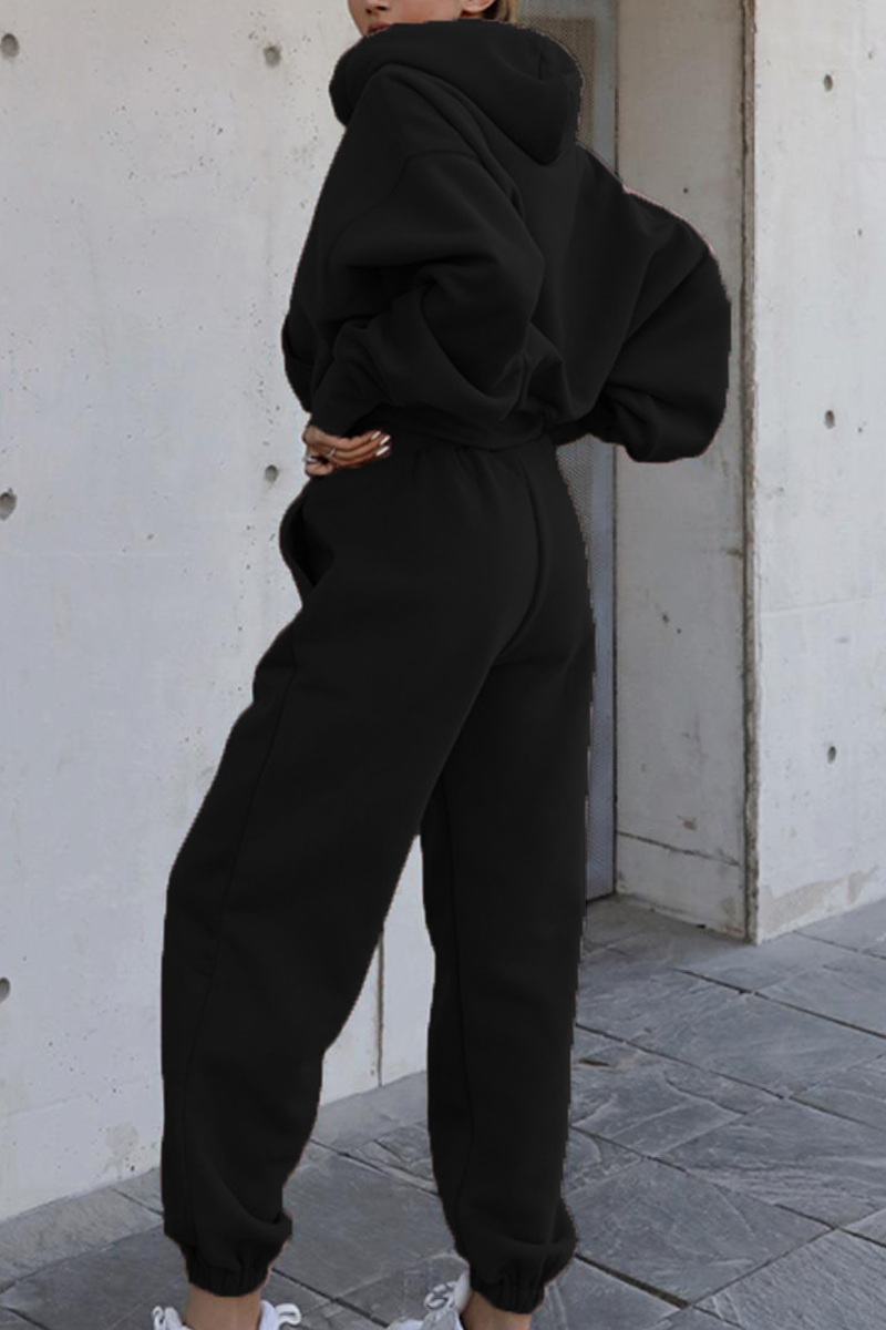 Ensemble deux pièces décontracté à capuche et poches avec cordon de serrage (5 couleurs)