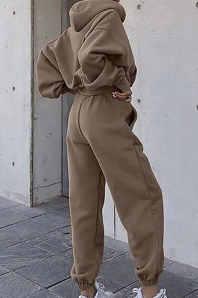 Ensemble deux pièces décontracté à capuche et poches avec cordon de serrage (5 couleurs)