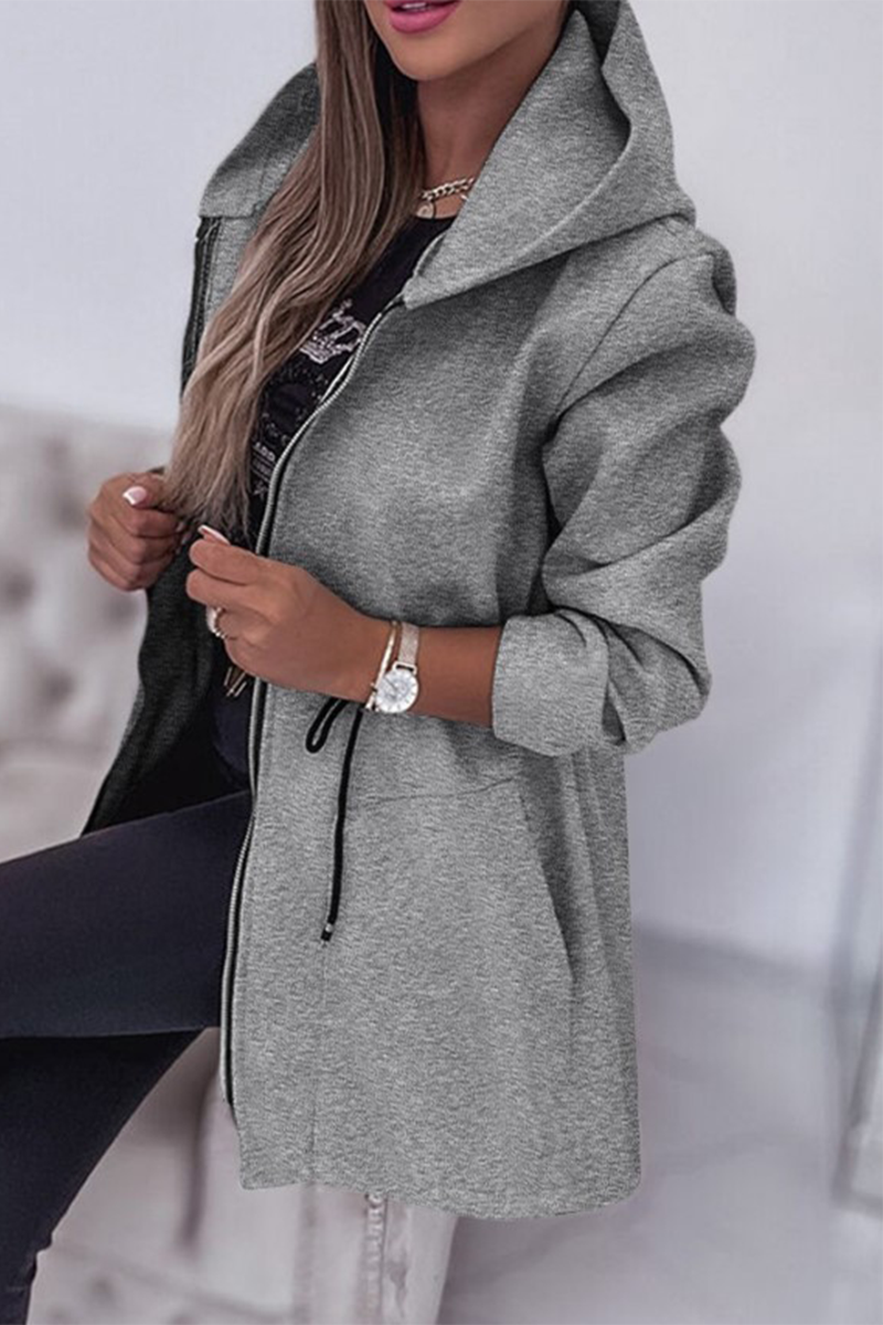 Vêtements d'extérieur décontractés à capuche avec cordon de serrage et poches (4 couleurs)