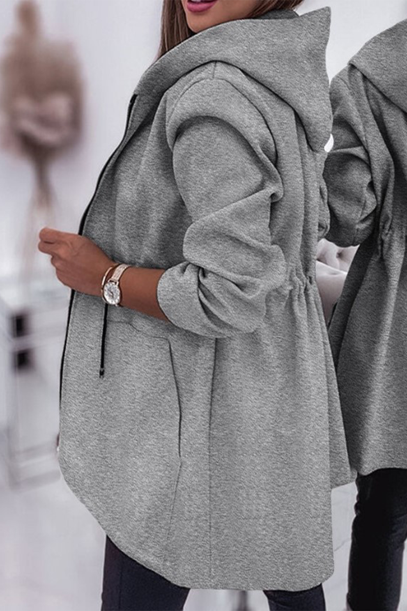 Vêtements d'extérieur décontractés à capuche avec cordon de serrage et poches (4 couleurs)