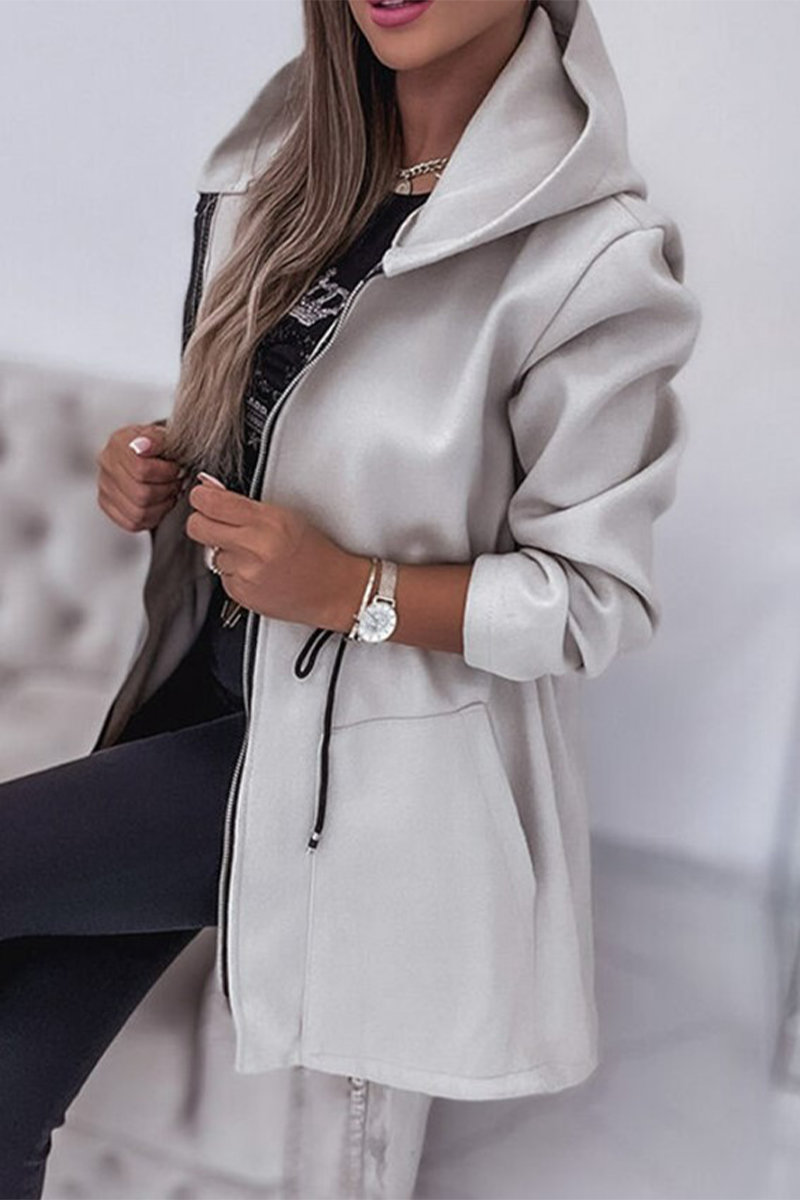 Vêtements d'extérieur décontractés à capuche avec cordon de serrage et poches (4 couleurs)