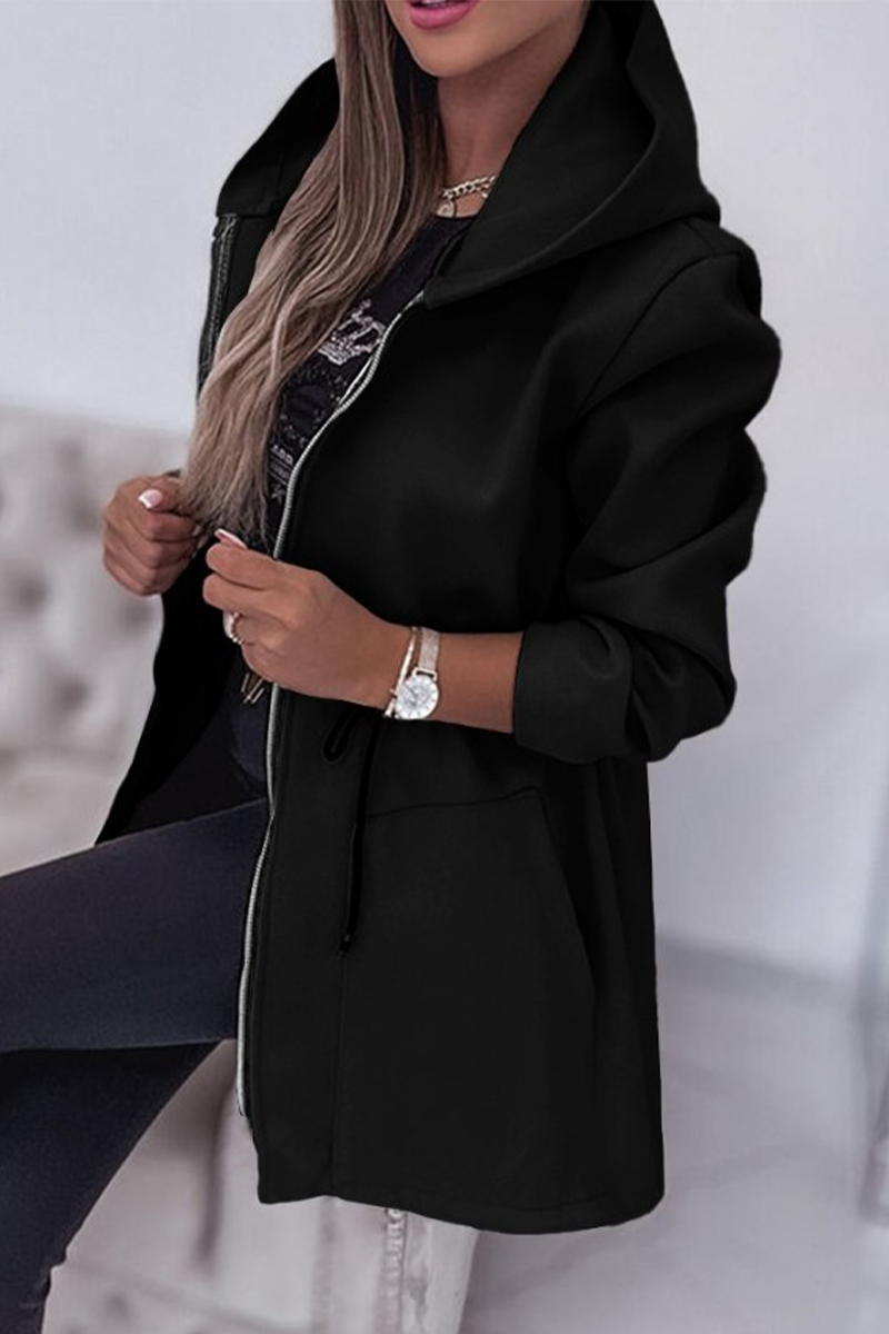 Vêtements d'extérieur décontractés à capuche avec cordon de serrage et poches (4 couleurs)