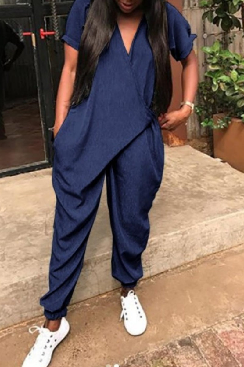 Combinaisons décontractées à lacets, col en V, taille standard (3 couleurs)