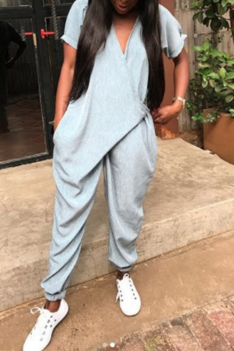 Combinaisons décontractées à lacets, col en V, taille standard (3 couleurs)