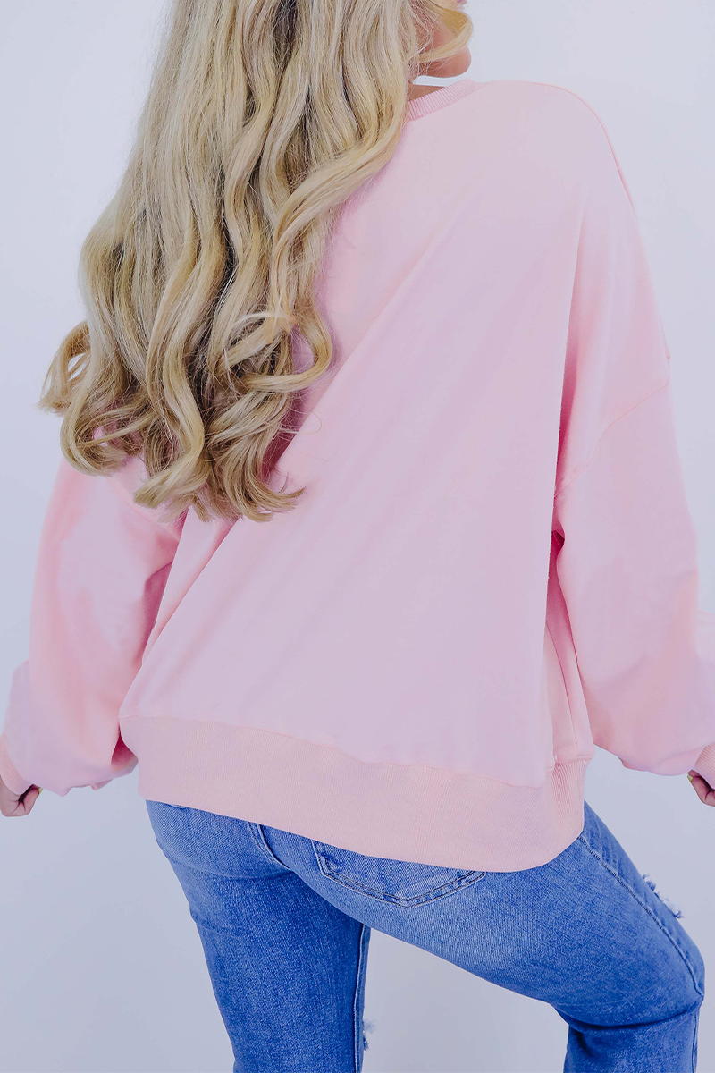 Sweats décontractés à col rond brodés de nœuds et de paillettes