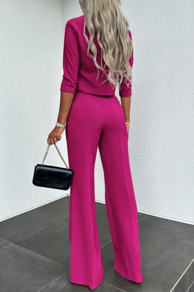 Ensemble deux pièces décontracté et basique : demi-col montant et manches trois quarts (6 couleurs)