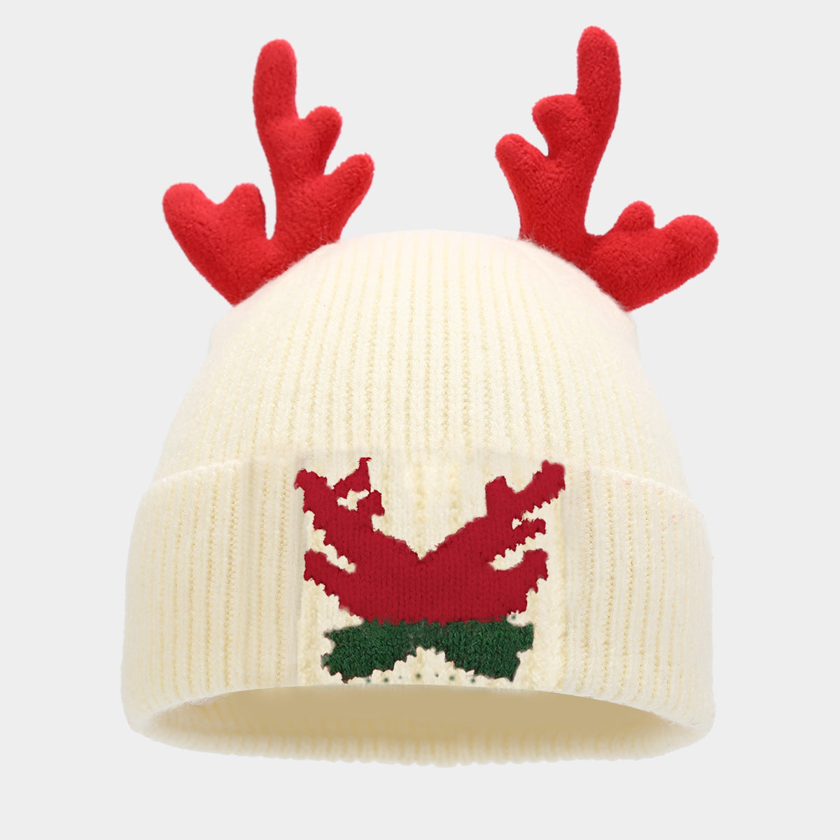 Ensemble 3 pièces : écharpe, bonnet et gants à motifs de bois de renne de Noël (3 couleurs)