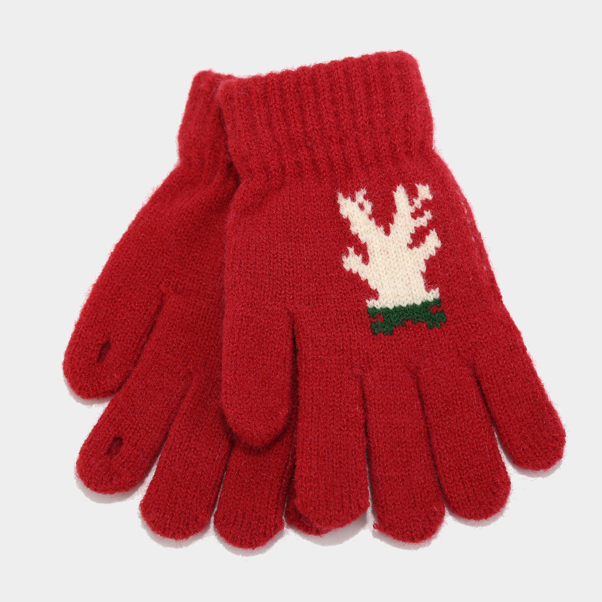 Ensemble 3 pièces : écharpe, bonnet et gants à motifs de bois de renne de Noël (3 couleurs)