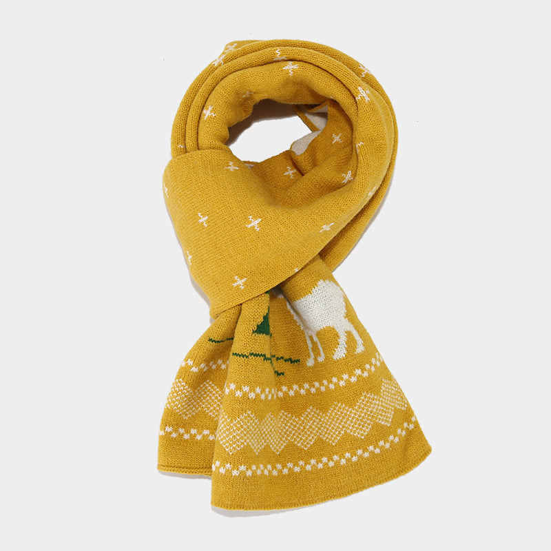 Ensemble bonnet, écharpe et gants à motif rennes de Noël (6 couleurs)